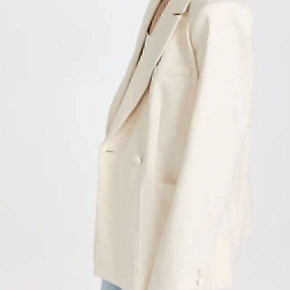 NWT Good American Blazer Stretch Cotton Blend Double Breasted in Bone 0 - Picture 3 of 6